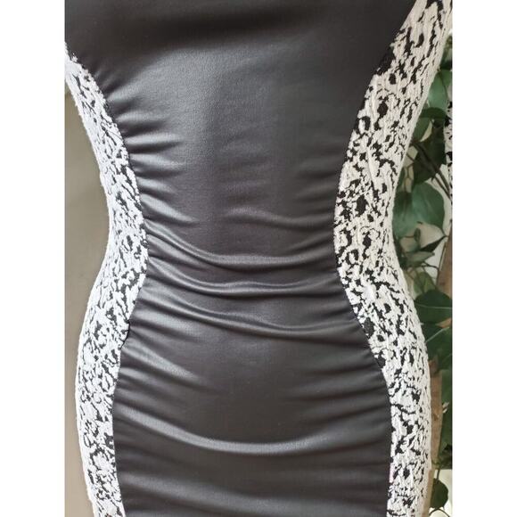 Good Time Women's White Black Rayon Round Neck Long Sleeve Knee Length Dress S - Picture 3 of 10